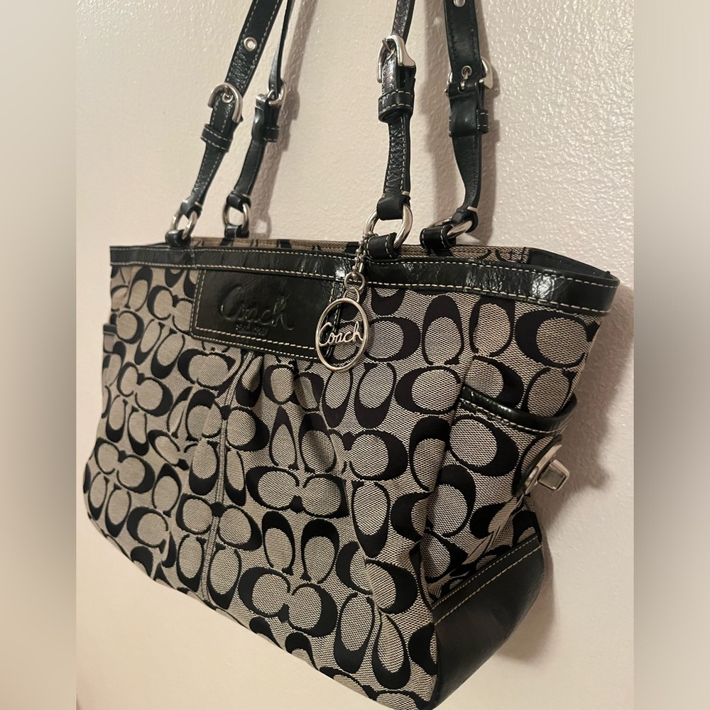 Coach Black and Gray Signature Tote Bag